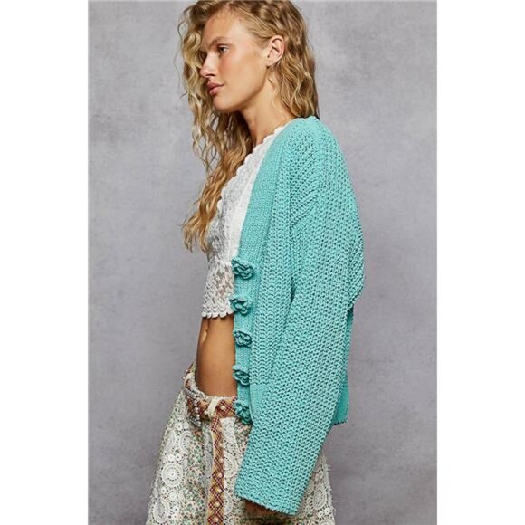 ✨NWT POL V-Neck Long Sleeve Cardigan with‎ Exaggerated Buttons - Picture 3 of 5